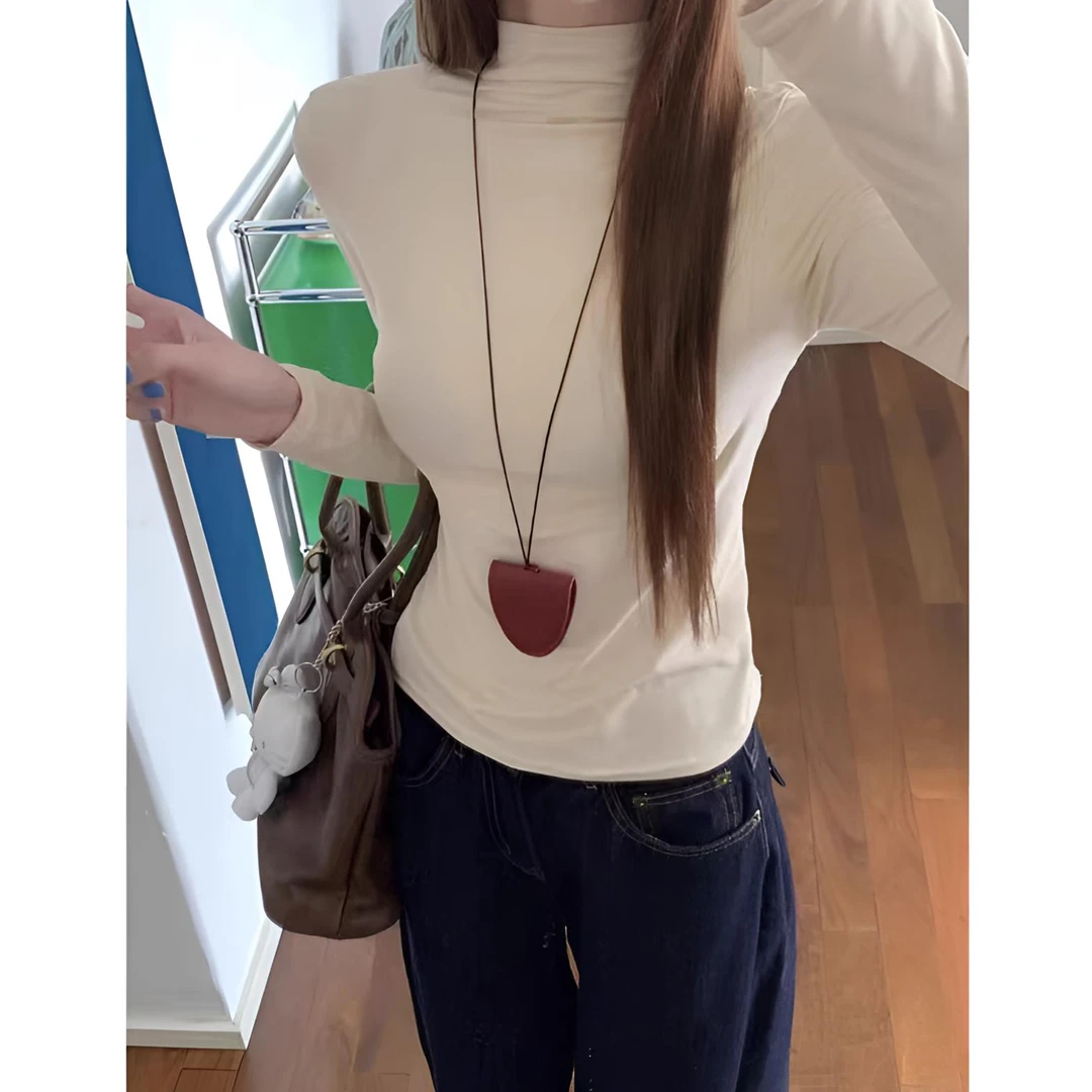 半高领德绒保暖打底衫女冬季修身韩版长袖T恤加厚磨毛内搭上衣服