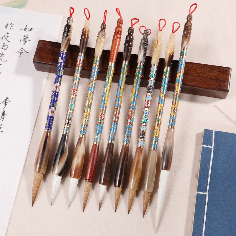 景泰蓝狼毫毛笔书法兼毫中楷传统手工高品质行楷隶篆书国画创作用