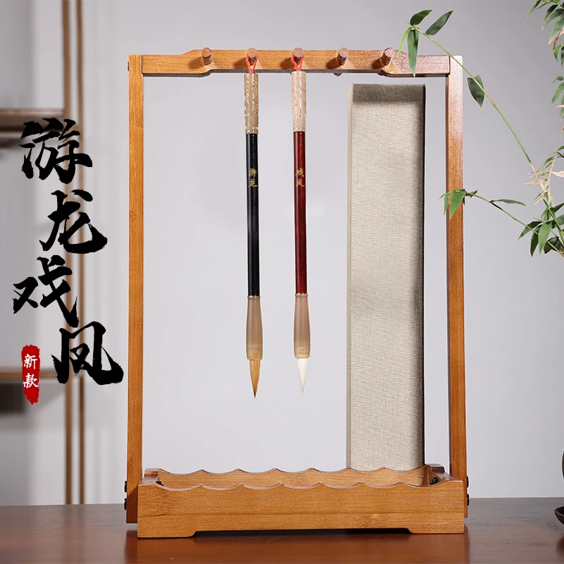 牛角游龙戏凤高品毛笔檀木狼毫兼毫书法临摹字帖创作毛笔中楷练习