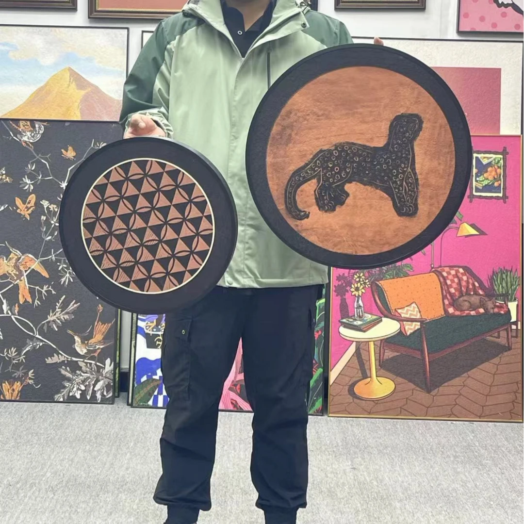 中古卧室墙面装饰画新款主卧床头画复古艺术法式客厅挂画圆形5050