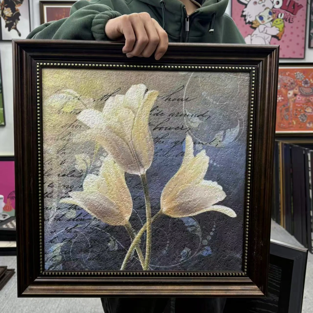 卧室装饰画美式床头挂画花鸟复古油画欧式大气房间两联壁画5050