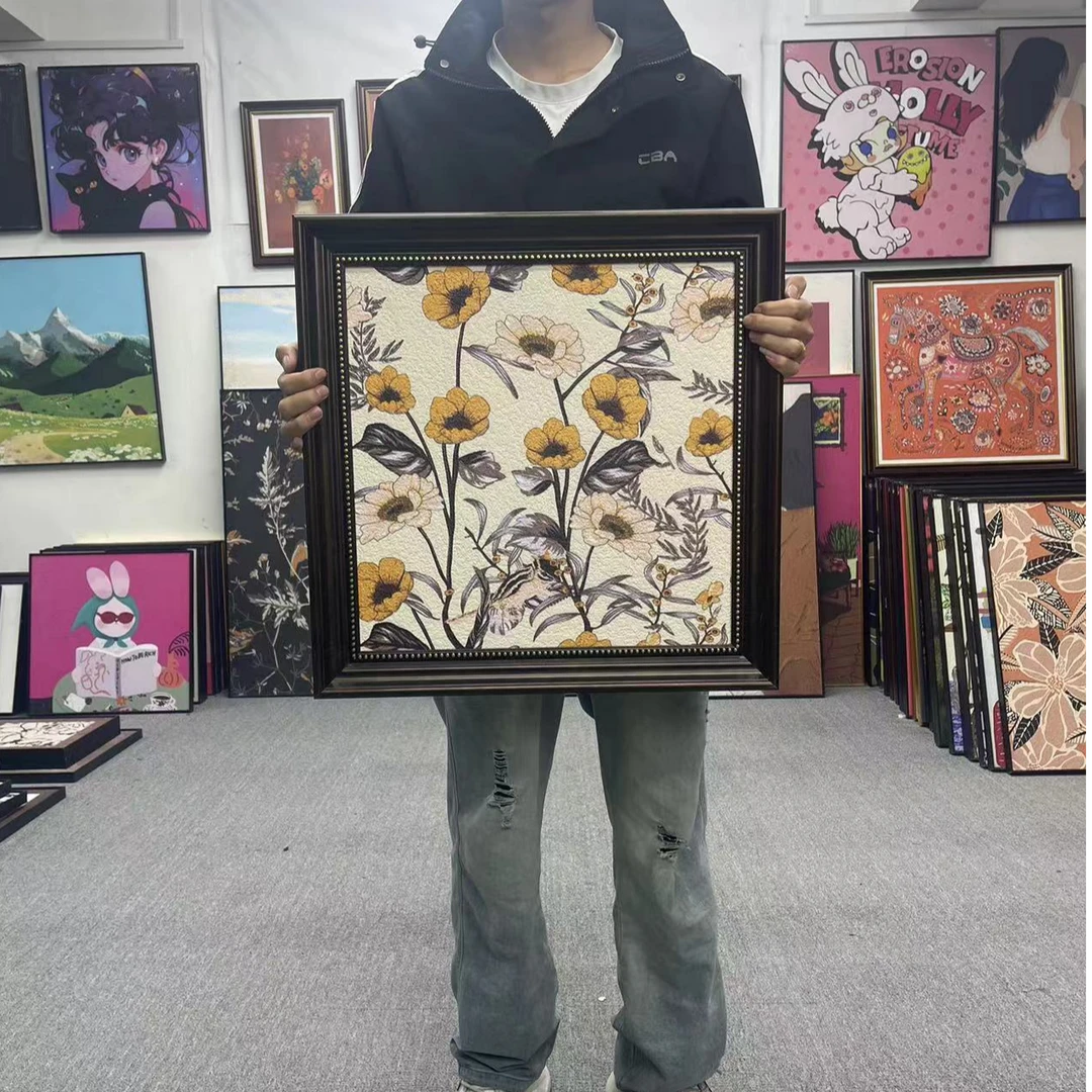 美式复古印花装饰画卧室床头温馨花卉壁画欧式餐厅客厅背景墙5050