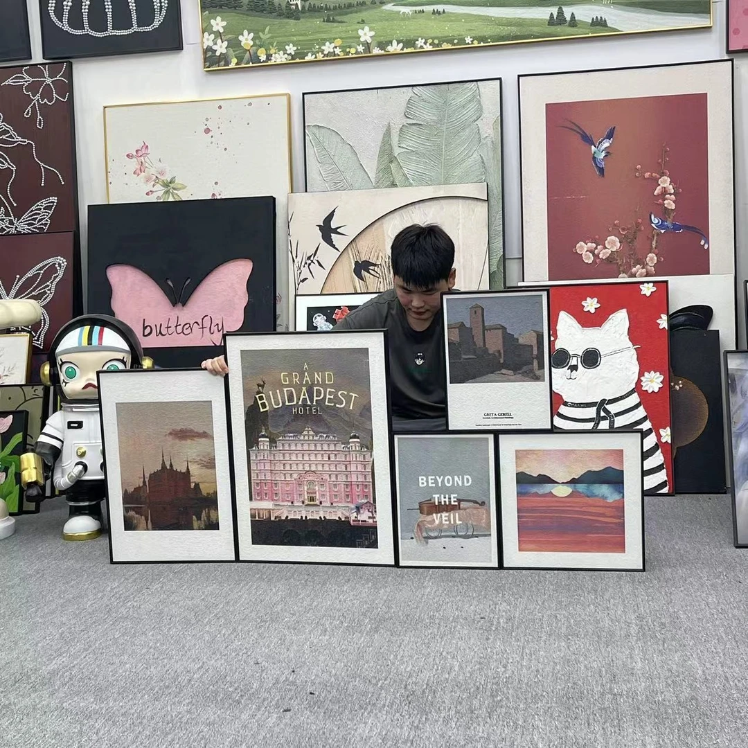 美式客厅装饰画复古法式沙发背景墙壁画小众艺术画中古风建筑500