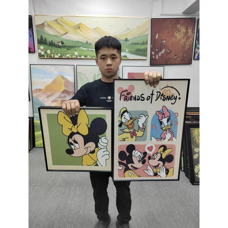 黑白可爱卡通卧室客厅装饰画挂画沙发背景墙壁画儿童房米奇4060