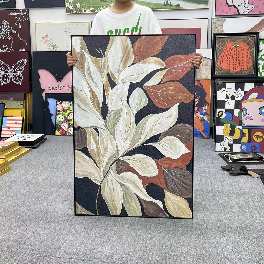 侘寂中古风客厅装饰画高级感餐厅复古玄关走廊挂画植物花卉80120