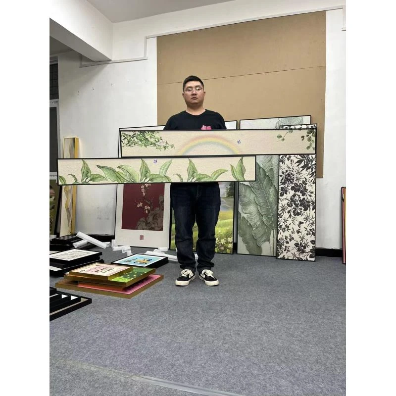 绿色系植物床头挂画卧室窄长条装饰画茶室小清新客厅画叶子20150