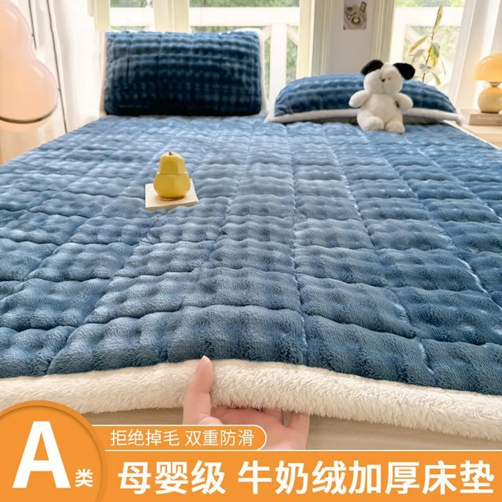 2024冬季新款加厚兔毛绒牛奶绒床垫家用卧室软垫保暖宿舍学生单人