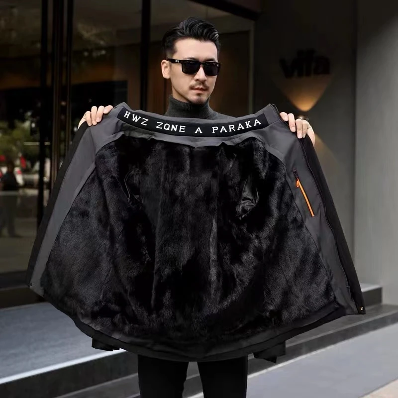 [必入水貂福利短款]内胆帽子可拆卸外衣升级兔毛袖短款黄金中老年