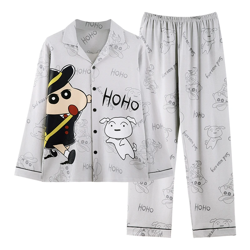 2025新款男士睡衣春秋季长袖长裤卡通青少年可外穿家居服男式套装