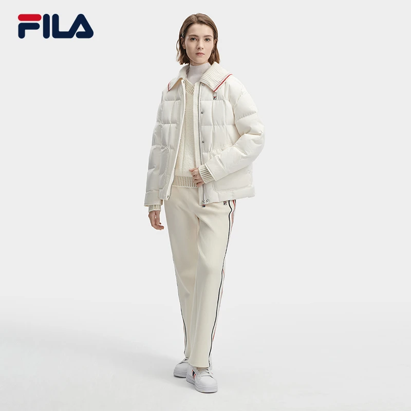 FILA/斐乐女装秋冬时尚休闲百搭保暖短款羽绒服外套白F11W341915F