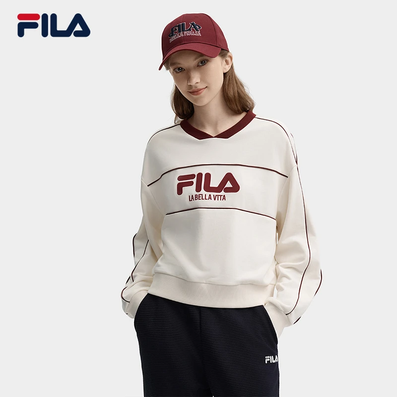 Fila/斐乐【欧若风】宽松休闲运动女士圆领长袖卫衣运动F11W439204F