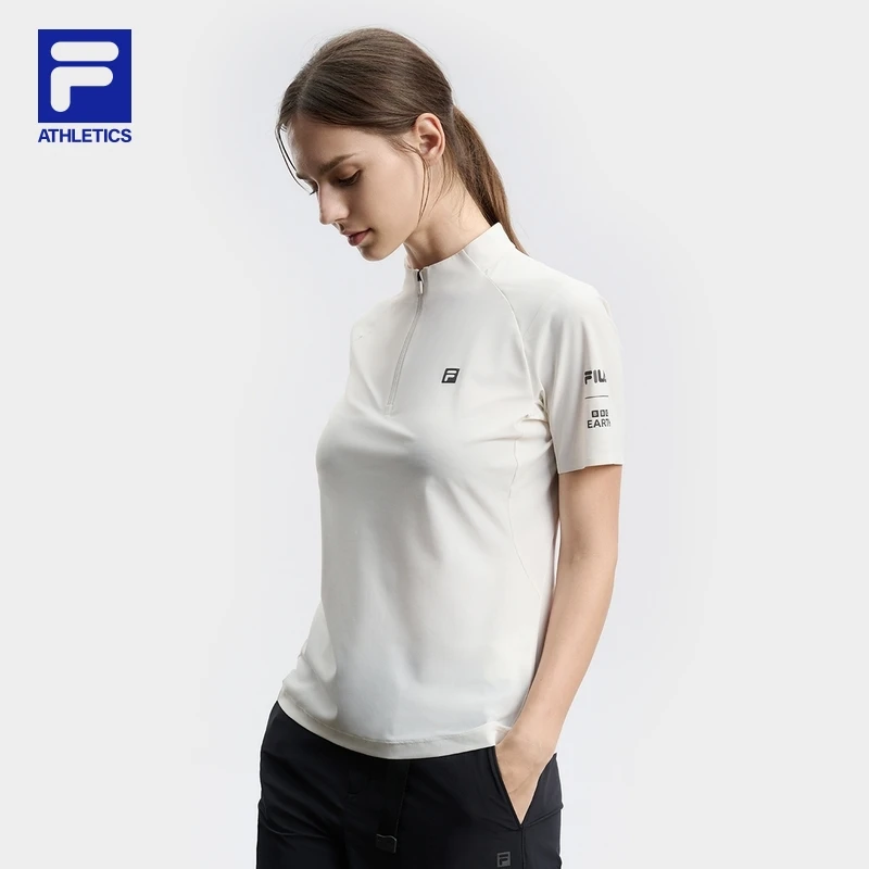 Fila/斐乐夏新款立领时尚女款户外运动女健身速干t恤A11W437103F