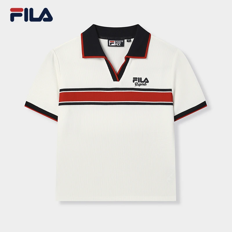 Fila/斐乐夏季女士清凉透气度假穿搭潮流华夫格polo衫F11W439101F
