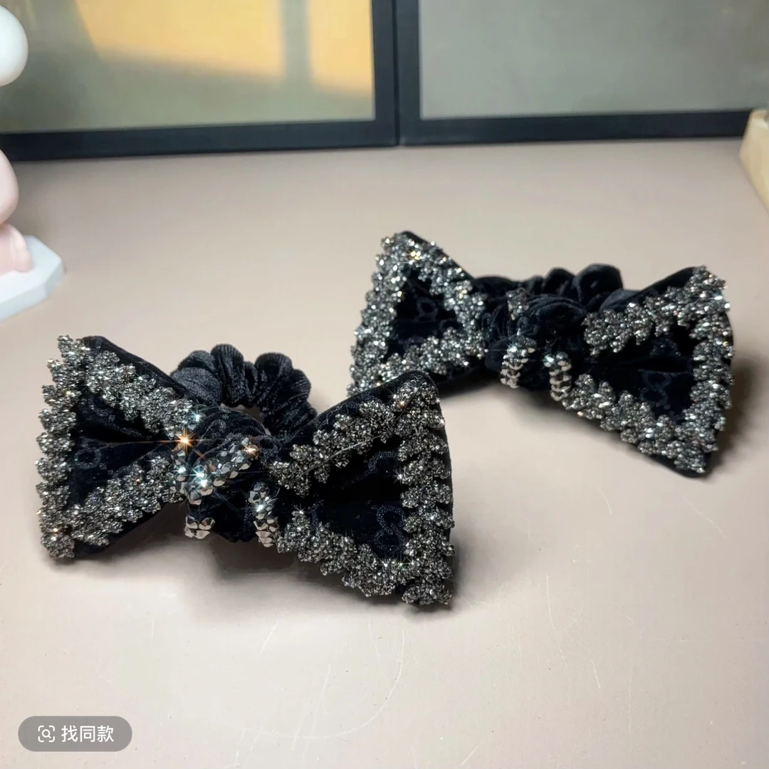 【芊芊】欧若拉满钻蝴蝶结时尚百搭气质高颅顶减龄发圈T0509