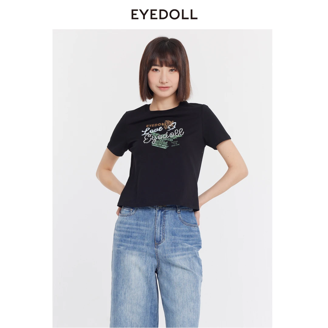 【媛媛女王专享】EYEDOLL24夏季新款基础短袖T恤