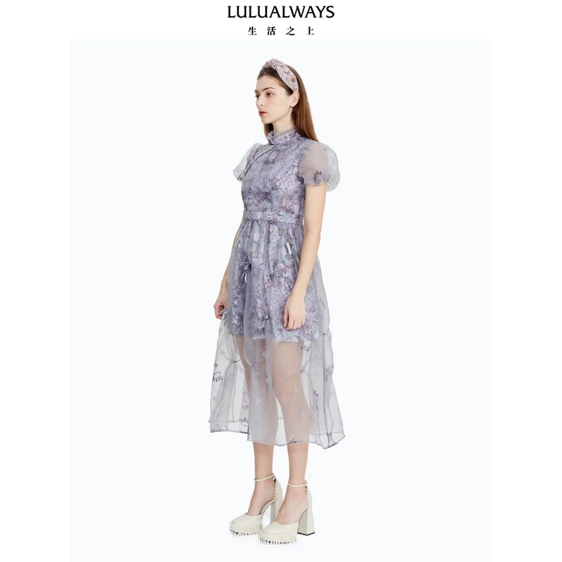 【媛媛女王专享】LULUALWAYS夏季新中式蝴蝶结连衣裙LOB5033