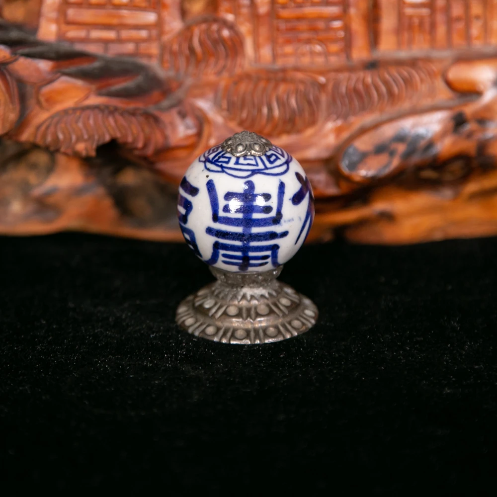 清/青花铜铸帽顶珠单颗（以直播间展示为主发货）