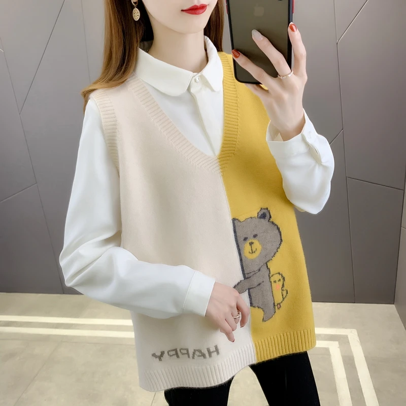 针织马甲背心女叠穿减龄洋气百搭外穿韩版宽松女士毛衣马夹春秋