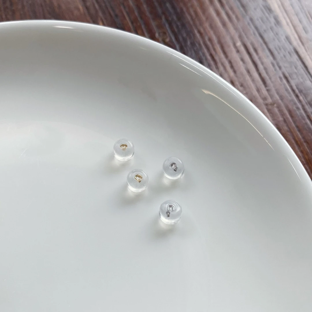 非金属硅胶耳饰 硅胶耳堵后塞防掉18k金耳钉配件耳帽固定耳环塞子