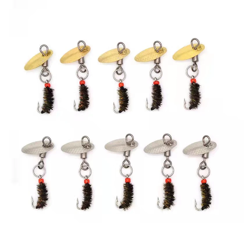 小芳户外10只装带亮片飞蝇钩白条马口路亚假饵