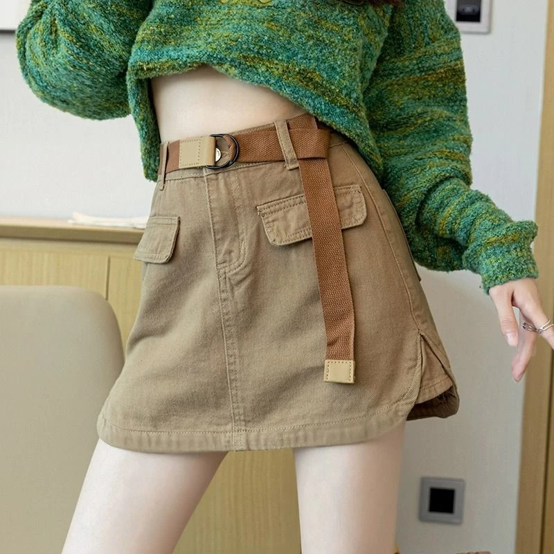 工装牛仔半身裙女装夏季新款大码胖mm高腰显瘦短裙子a字包臀裙裤