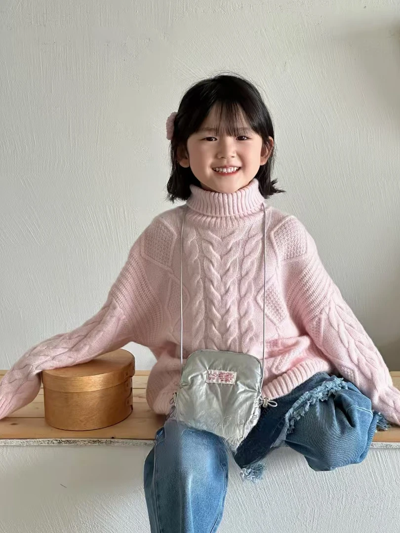 8154款冬季儿童套头新款个性高领百搭羊绒衫