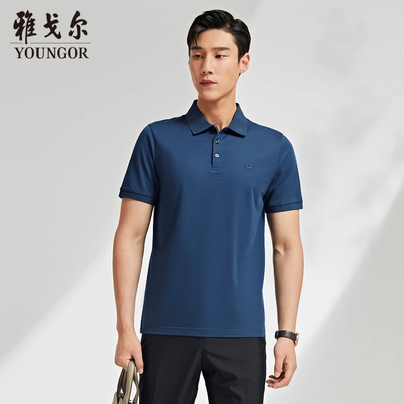 【桑蚕丝】雅戈尔男士夏季短袖商务休闲桑蚕丝大码翻领POLO衫