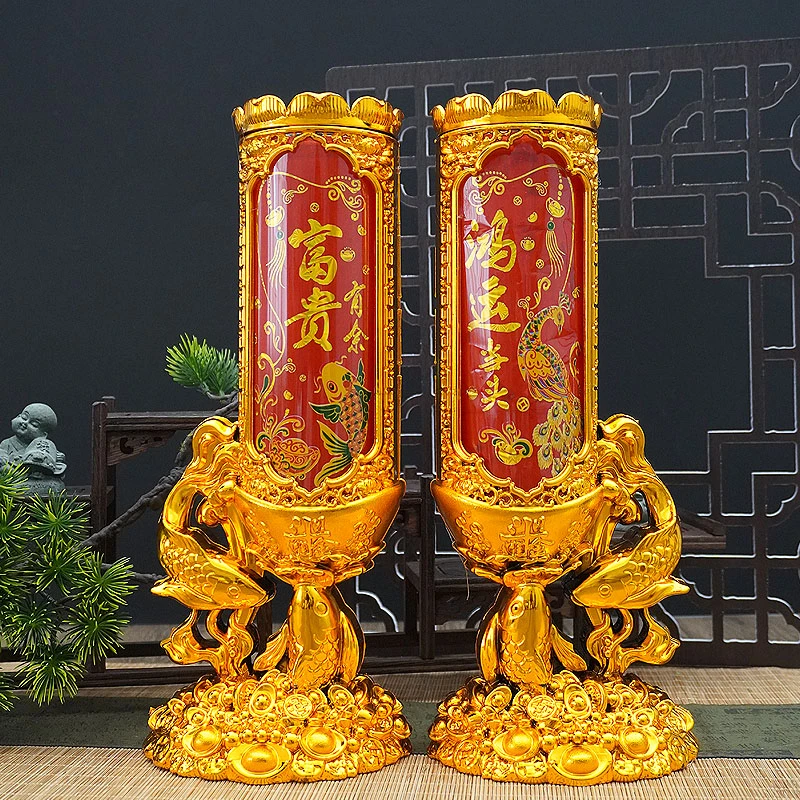 恒香缘鸿运当头水晶蜡烛灯酥油蜡烛无烟家用防风结婚喜庆环保蜡烛