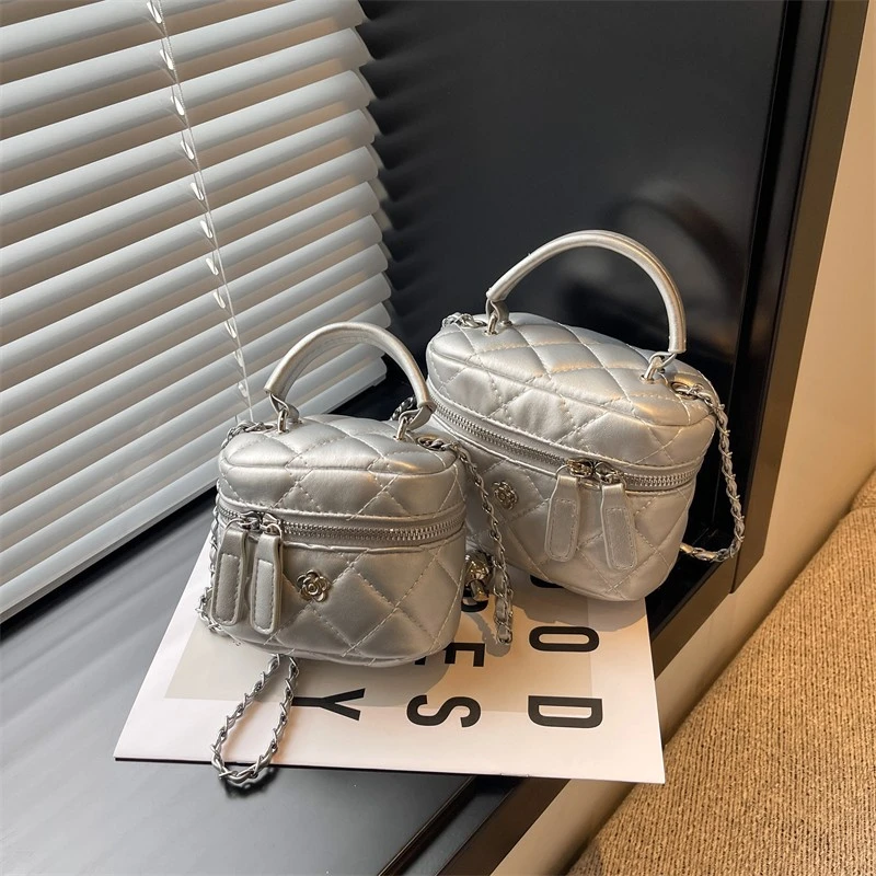 小包包山茶花盒子包2025新款时尚百搭斜挎包手提菱格链条女单肩包