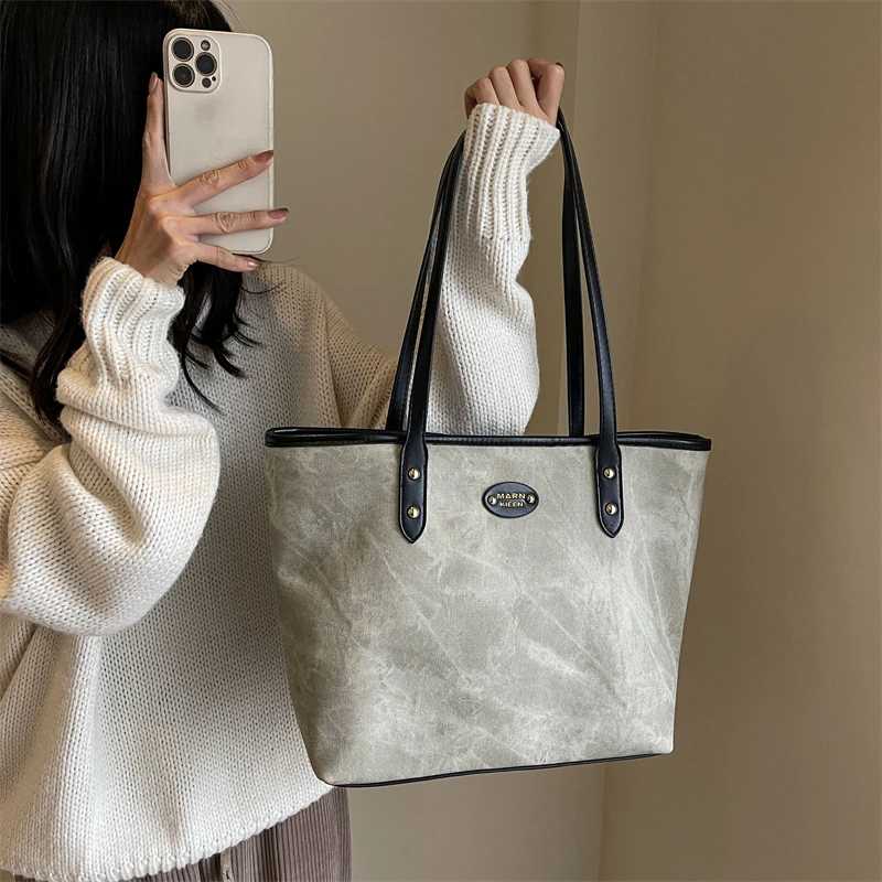 大容量托特包女秋冬百搭2023新款时尚休闲单肩包质感上课通勤包