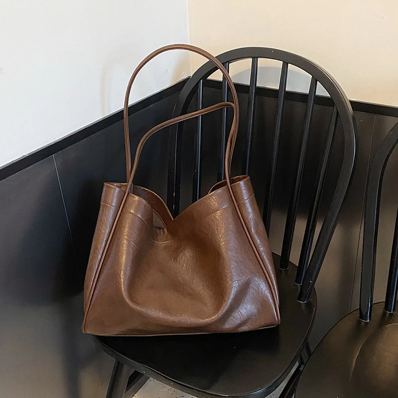 大容量复古托特包2024新款慵懒简约单肩包时尚百搭通勤大包女士