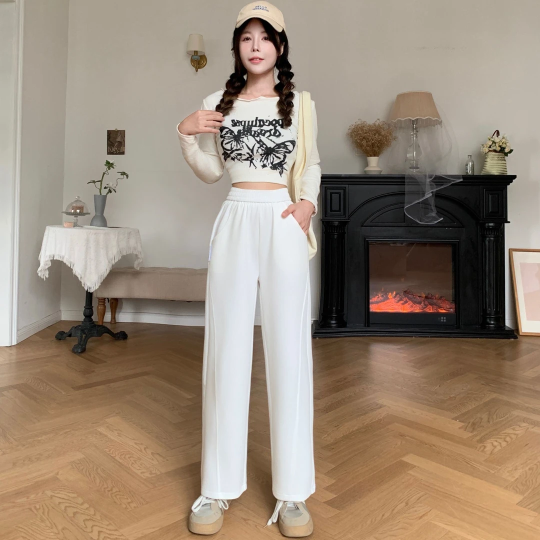 秋款女喇叭裤显瘦高腰宽松垂感休闲百搭