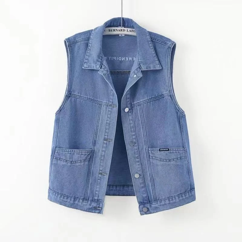 大口袋夏季薄款软牛仔女士马甲新款洋气年轻漂亮外穿2024款背心