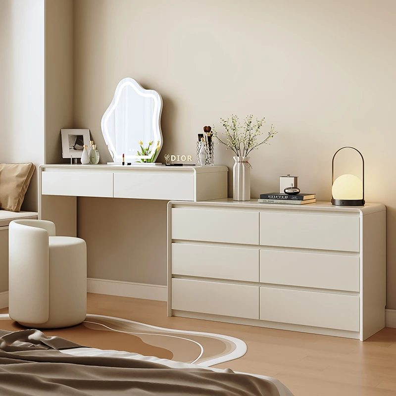 【销量过万】梳妆台奶油风化妆桌可伸缩床尾柜斗柜收纳柜化妆台