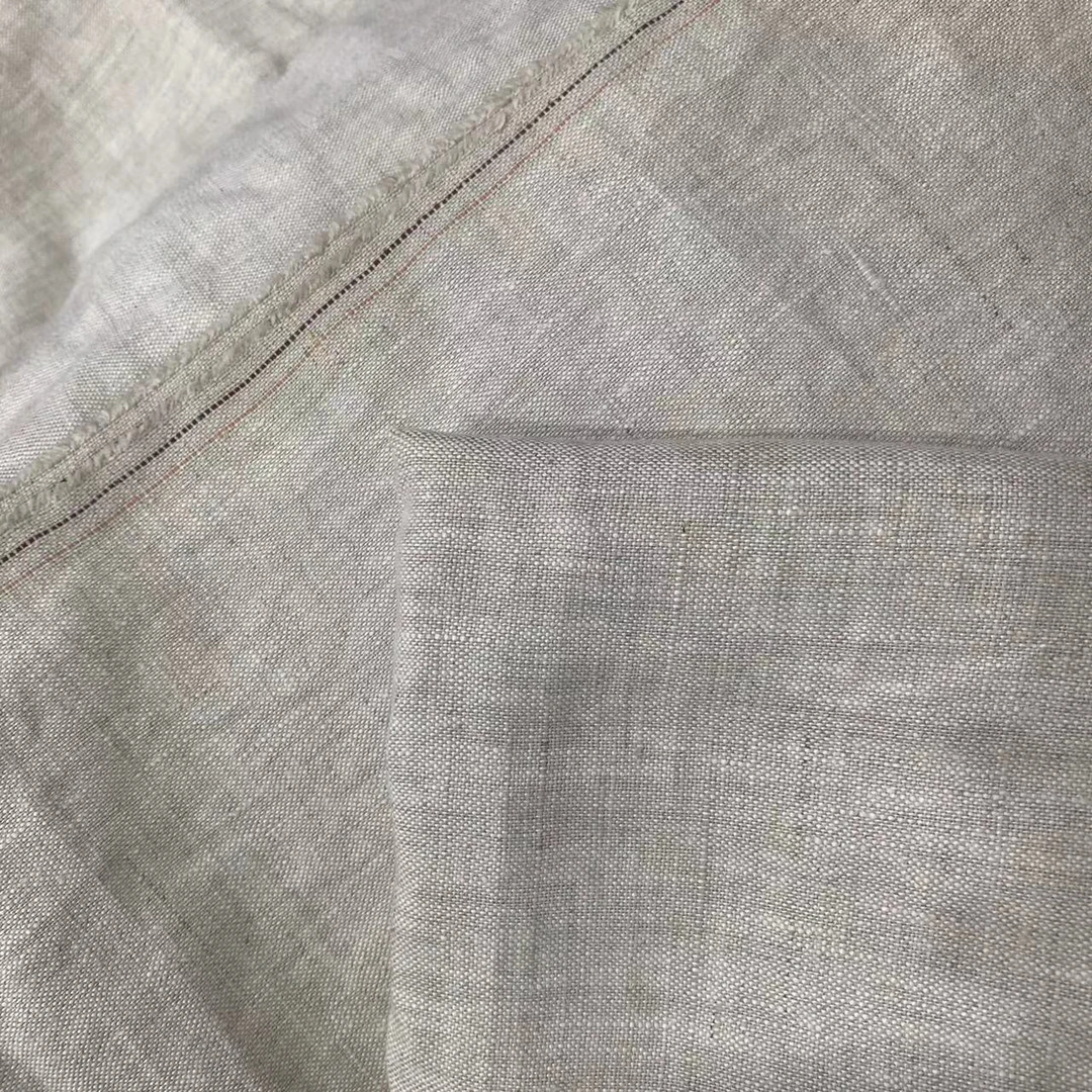 6支纯亚麻麻本色藏青色秋冬布料服装面料941