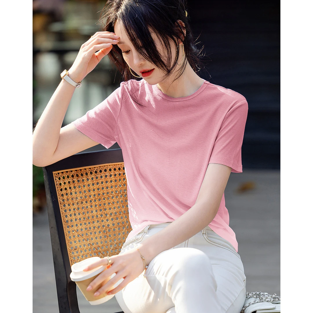 【乐乐服饰专属】德·玛纳艺术渐变设计感高品弹修身短袖圆领t恤