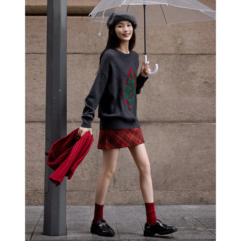 【小云总专享】德·玛纳冬节日氛围圣诞线衫慵懒纤绒纱针织衫女上衣