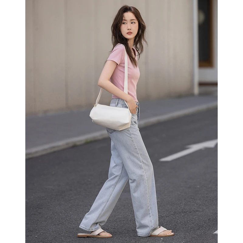 dme德玛纳【多巴胺纯欲风】夏韩系网红不规则领修身显瘦舒适短款女