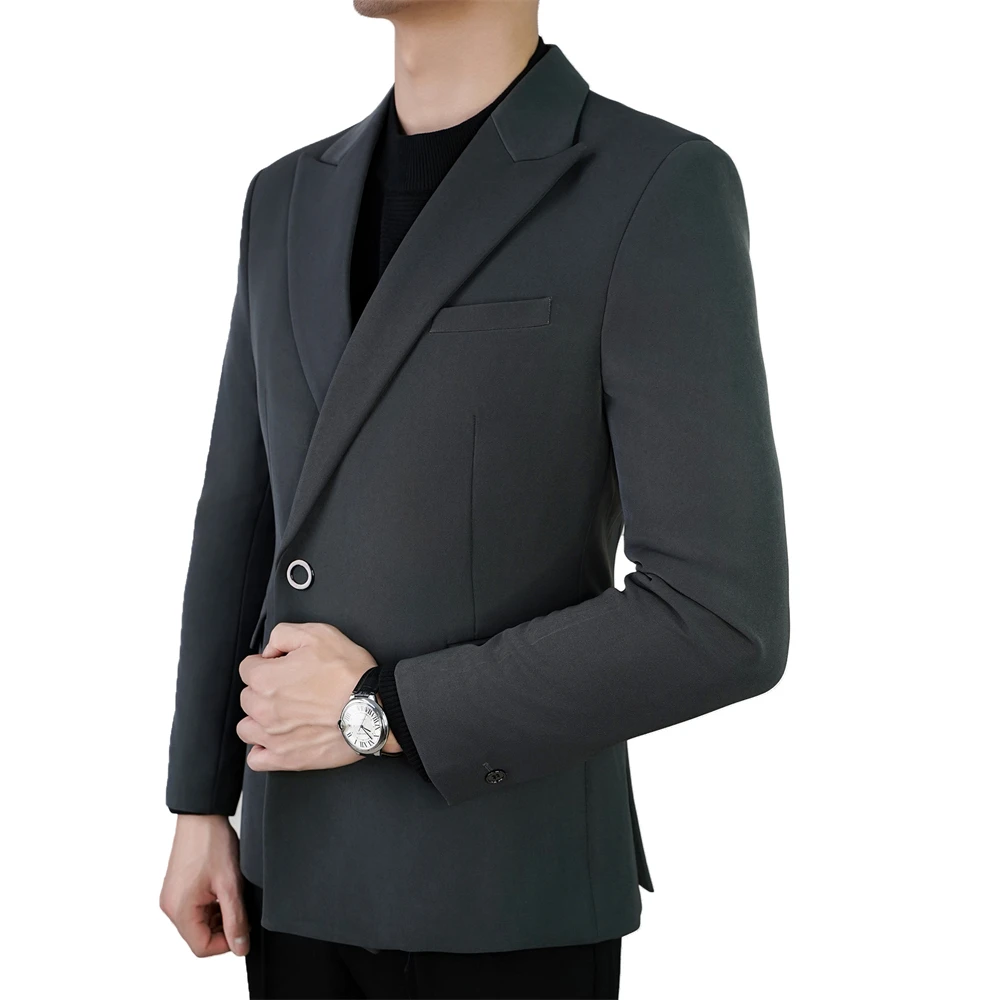 男士修身英伦风商务休闲侧扣西装外套男潮流雅痞帅小西服单西春秋