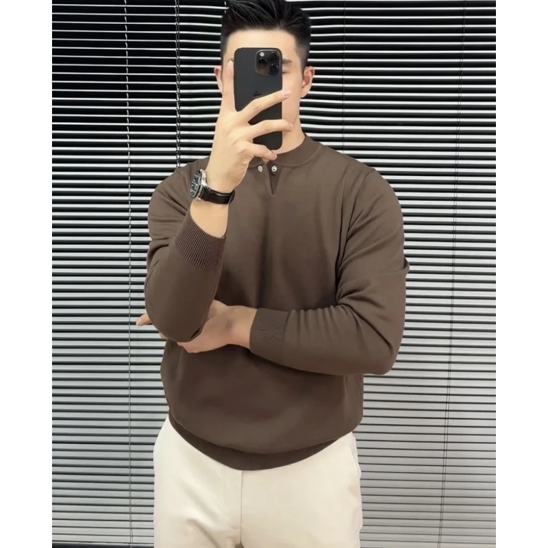 亨利领个性型男毛衣打底衫针织衫男士秋冬新款纯色百搭毛衣男