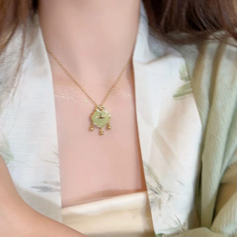 钛钢项链 复古轻奢古法如意祥云锁中国风百搭气质项链3010