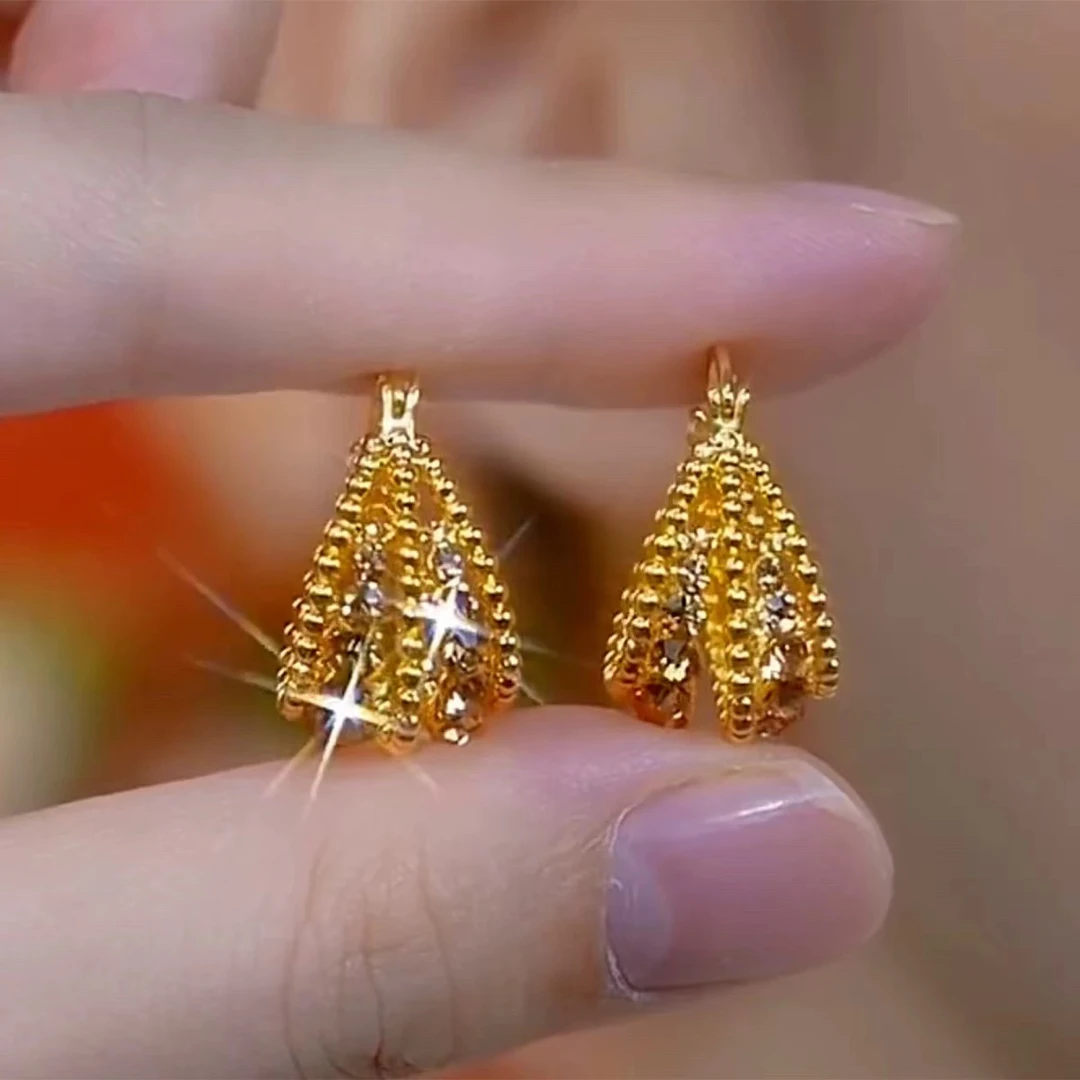 铜合金耳饰 美拉德色系几何百搭耳环时尚复古简约个性耳扣款1172