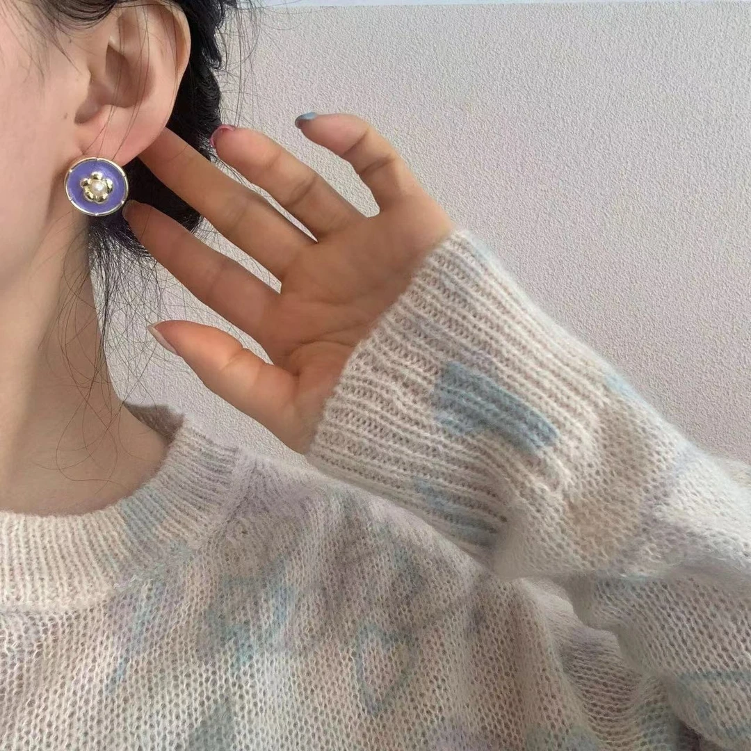 铜合金耳饰 新款潮几何花朵百搭轻奢时尚ins复古欧美小众耳环1800