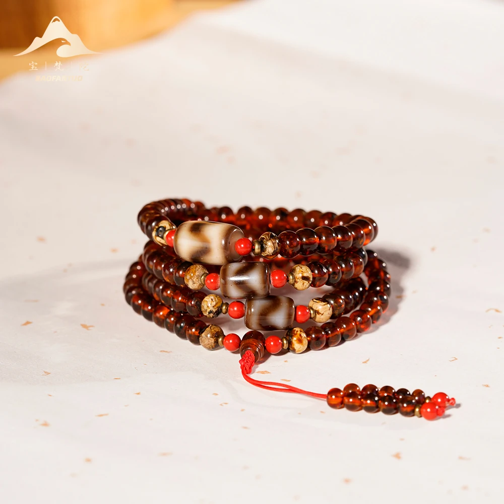 宝梵陀矿血珀（琥珀）108多圈珠串 【扣肉推荐】4276