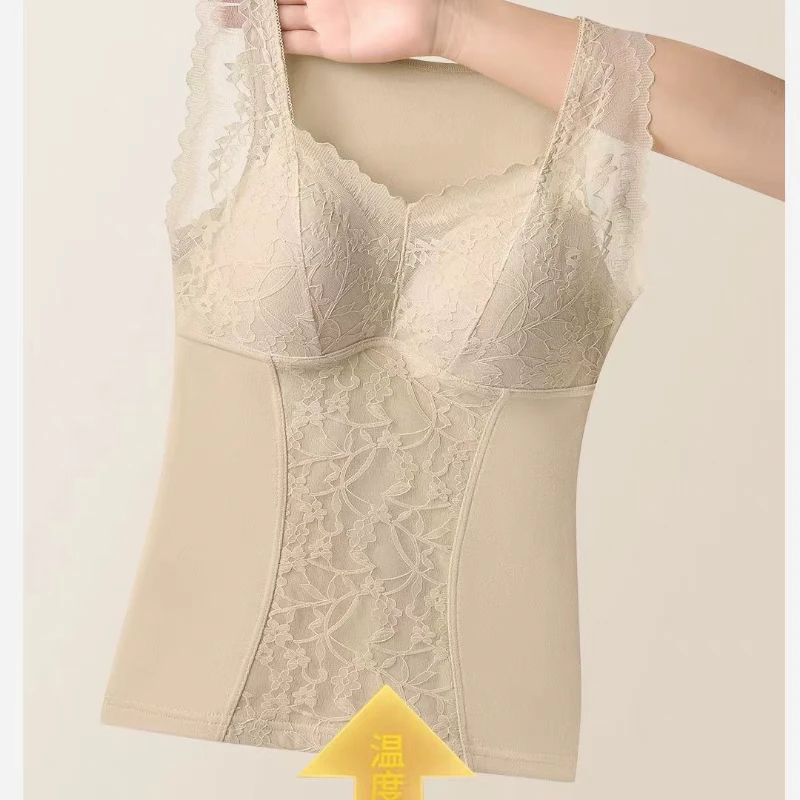 新款修身蕾丝保暖背心3663