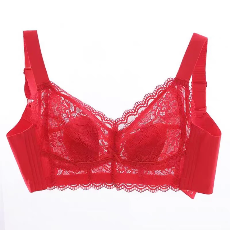 蛇年本命年红超薄乳胶大胸显小无钢圈内衣女收副乳调整型文胸238