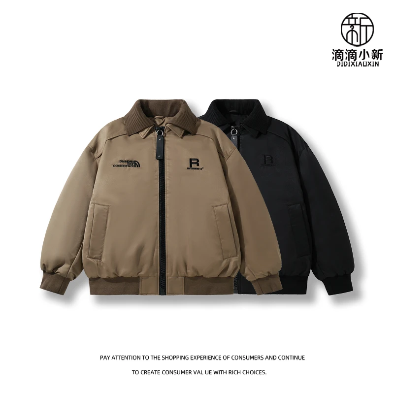 滴滴小新-潮牌设计款90鸭绒双领羽绒服外套刺绣保暖美式Y135579