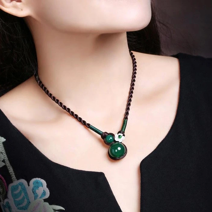 非金属布艺项链 项链女复古锁骨链短款吊坠森系个性颈链项圈脖子