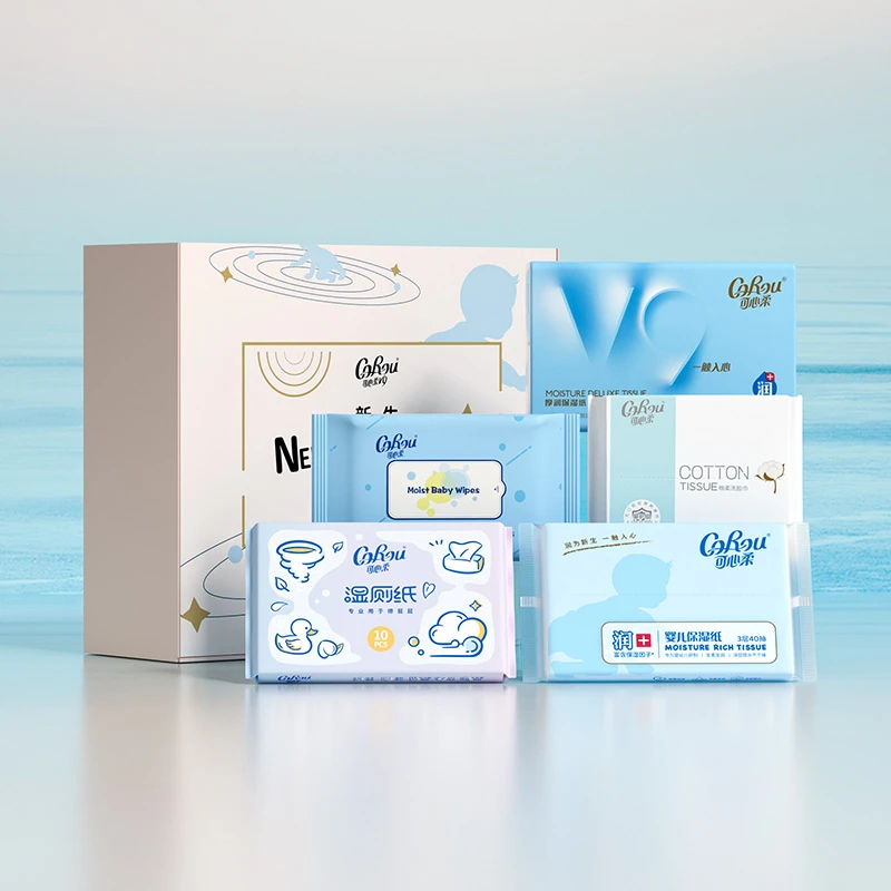 可心柔新生儿礼盒装云柔巾+湿巾+绵柔巾+湿厕纸组合装