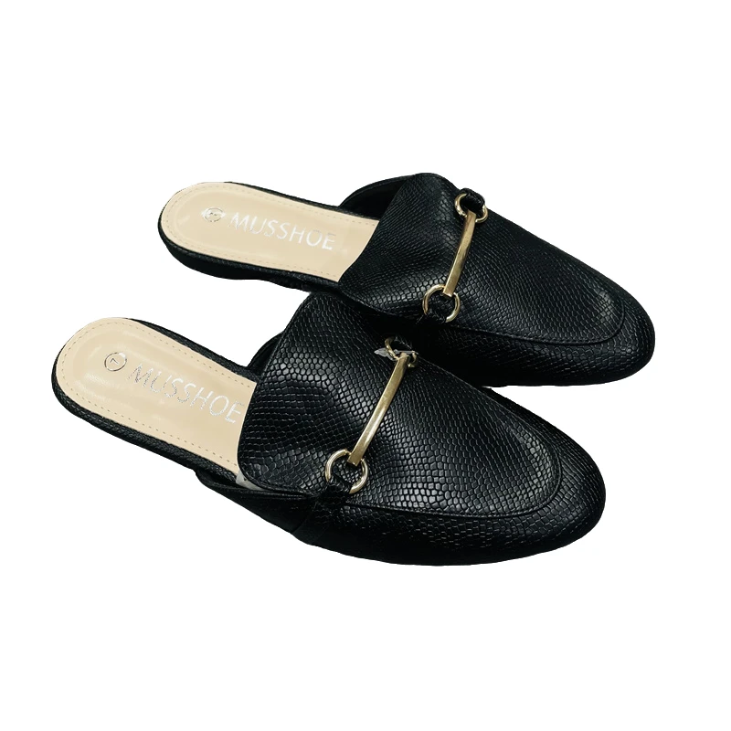 E-240-时尚百搭包头平底穆勒鞋马衔扣女鞋